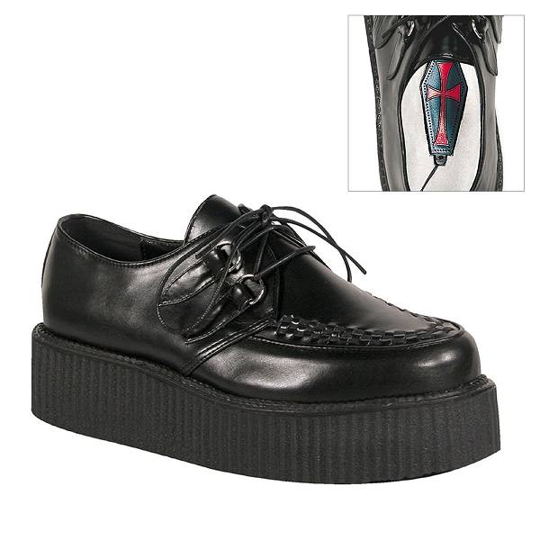 Demonia V-CREEPER-502 Black Vegan Leather Schuhe Herren D528-739 Gothic Creepers Schuhe Schwarz Deutschland SALE